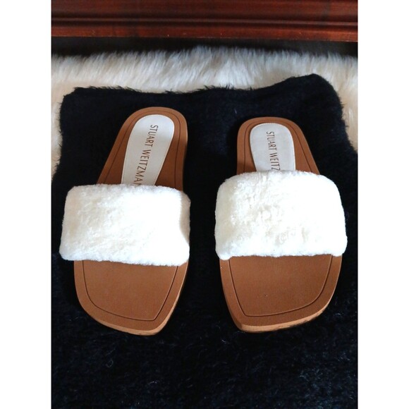 NWOT Stuart Weitzman Cammy Ivory Shearling Slide-On Women's Size 8.5B $249 - Picture 7 of 7